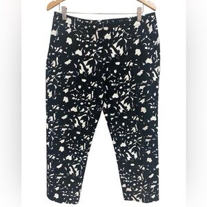 Banana Republic Black White Print Crop Pants Women’s Size 10 Textured Mid Rise